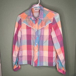 Vintage Colorful Plaid Button-Up